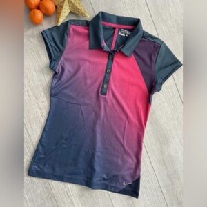 Nike Women’s Gold Polo Shirt - Pink and Navy Size: Small